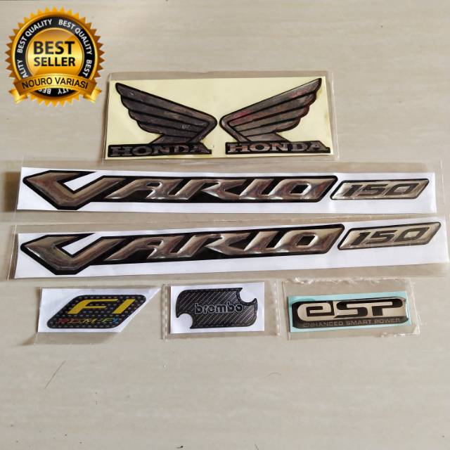 EMBLEM TIMBUL LOGO SAYAP VARIO 150 FULL SET CROME THAILAND KUALITAS