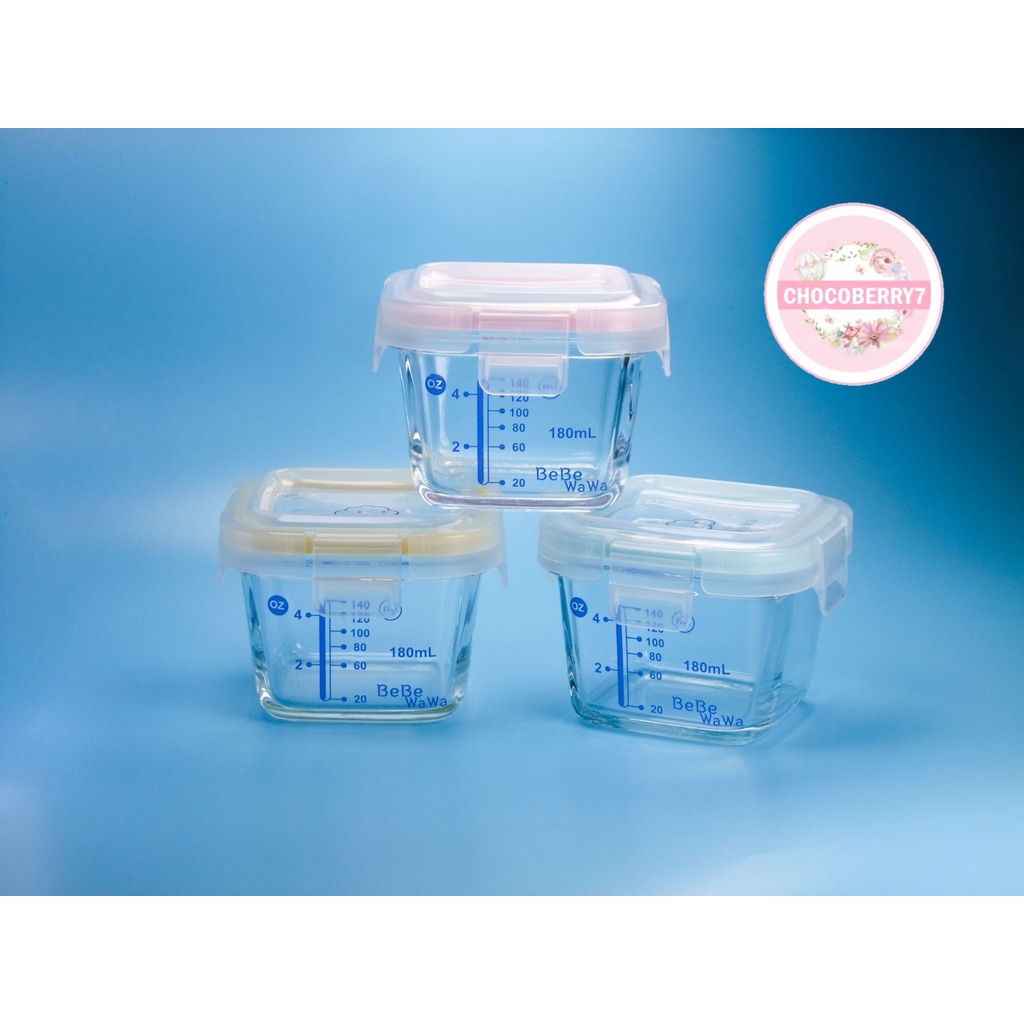 BebeWawa Baby Glass Food Container MPASI Bayi Wadah Kaca Tempat Makan Bayi 180ML