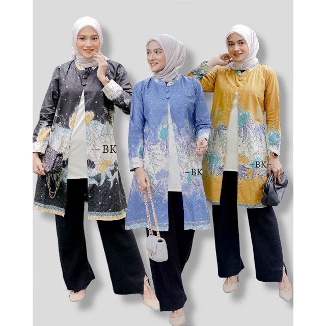 BAJU BATIK WANITA ATASAN TUNIK MODERN FASHION MUSLIM KATUN PREMIUM KOMBINASI