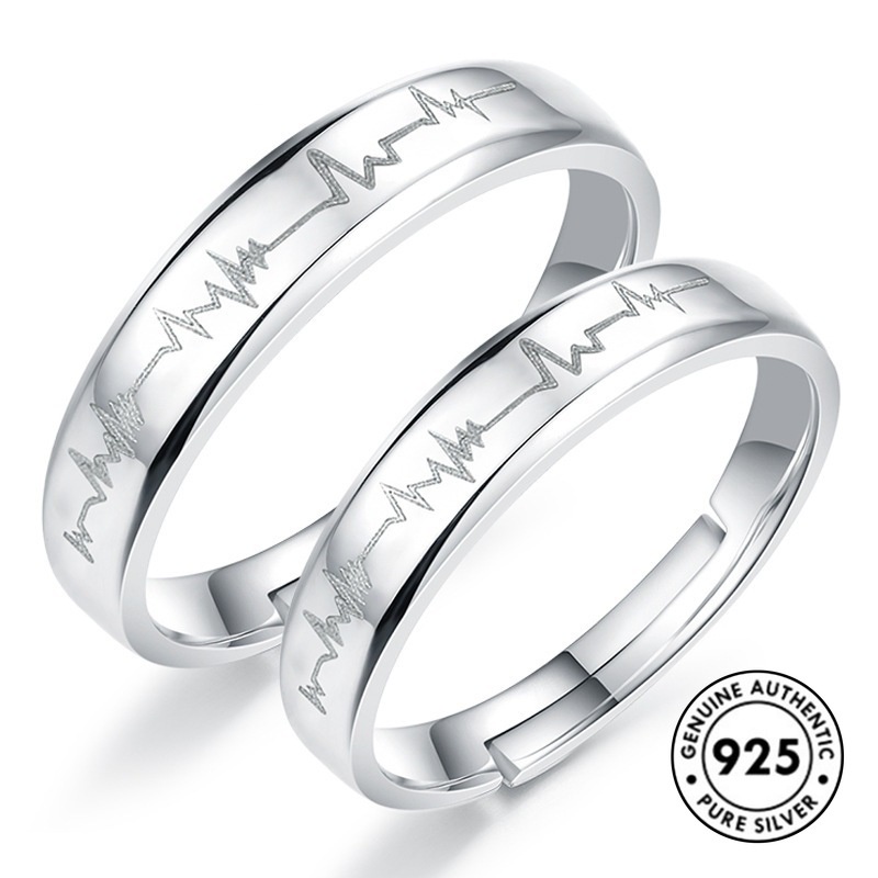 Cincin Pasangan Bahan S925 Silver Plated Aksen Berlian