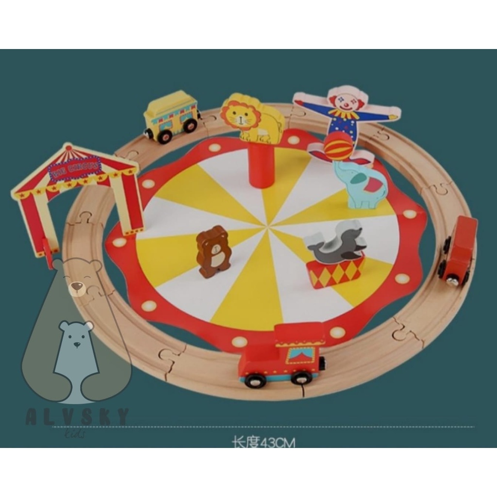 MAINAN EDUKASI KERETA API KAYU ANAK SET / WOODEN TRAIN TRACK SET 25 PCS TOYS
