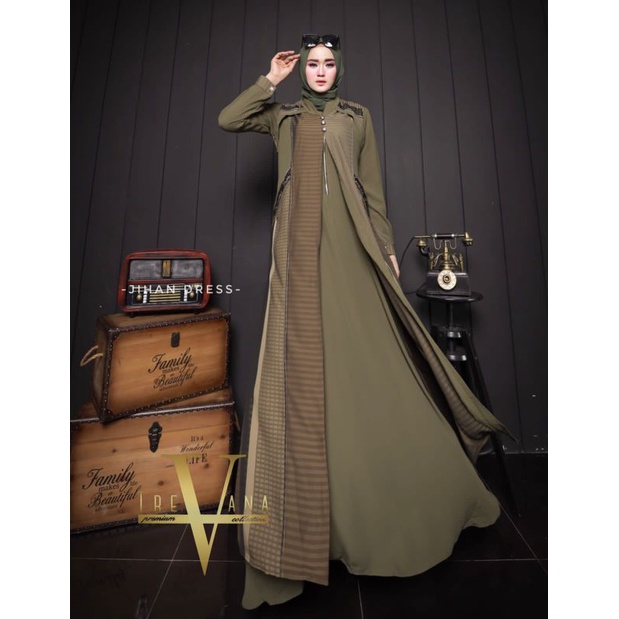 Jihan Dress Ori by Trevana Collection Premium / Dress Syar'i / Gamis Pesta Mewah / Baju Syar'i Terbaru / Dress Polos Mewah / Fashion Muslimah Branded-1