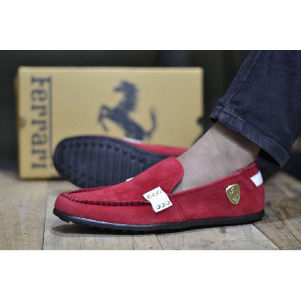 sepatu ferrari slip on suede 002 merah