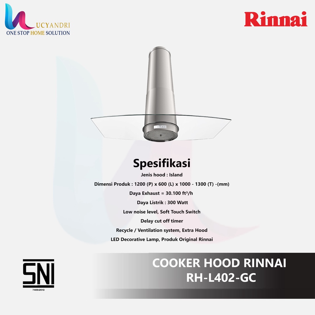 Cooker Hood Island RINNAI RH-L402-GC / RH L 402 GC / RHL 402 GC