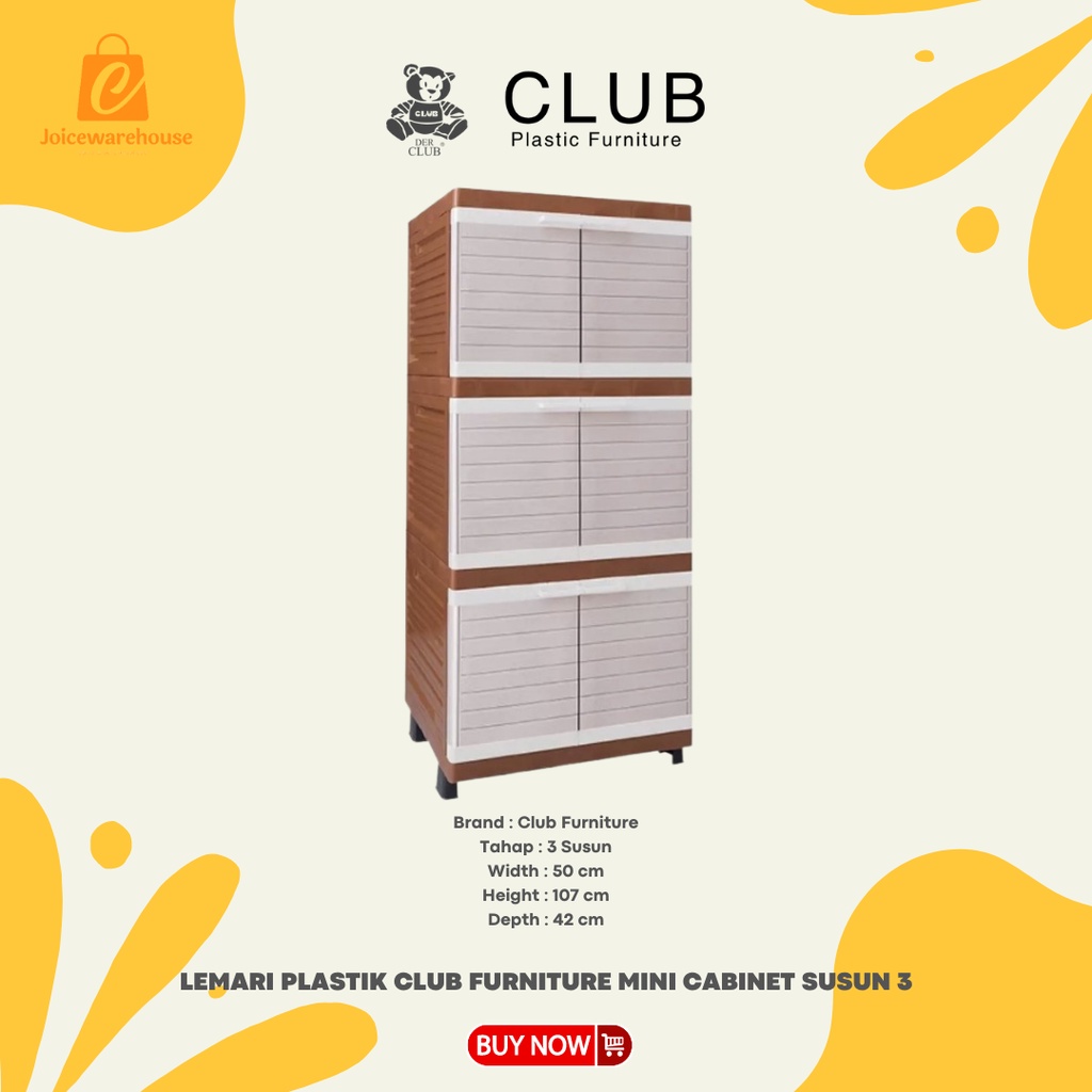 LEMARI PLASTIK CLUB FURNITURE MINI CABINET SUSUN 3 MINIMALIS (MCMY)