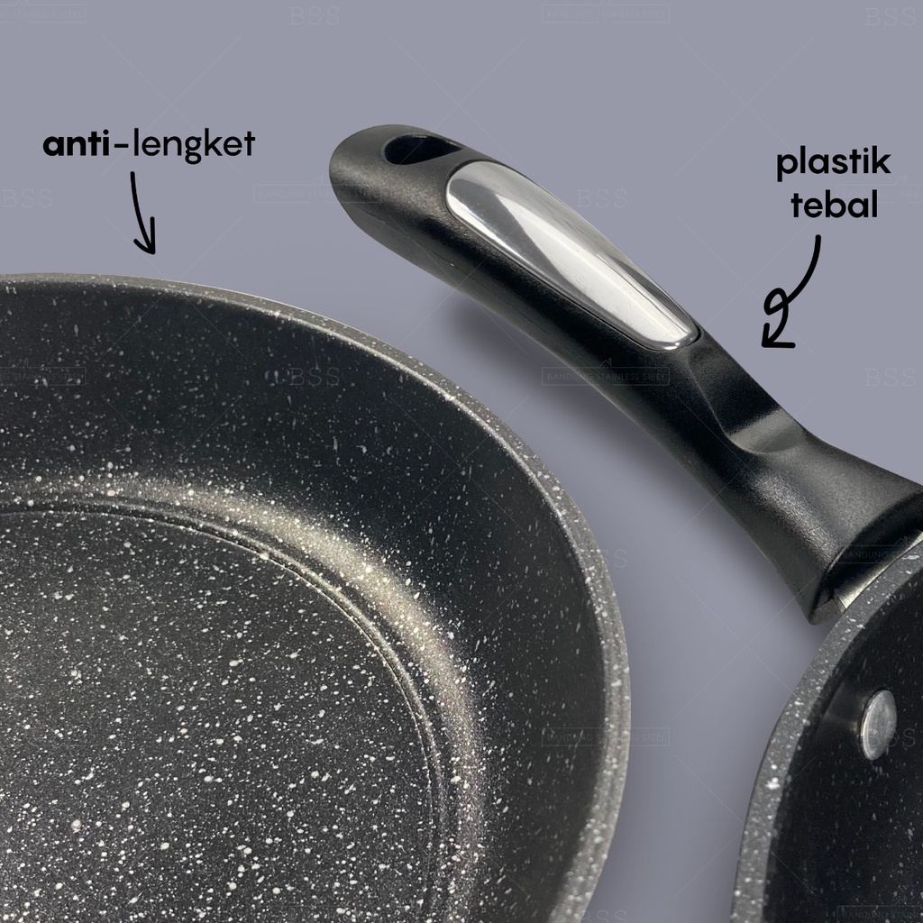 Fry Pan Teflon Anti Lengket Wok Medical Stone 22cm 25cm 28cm Frypan Penggorengan Wajan Masak