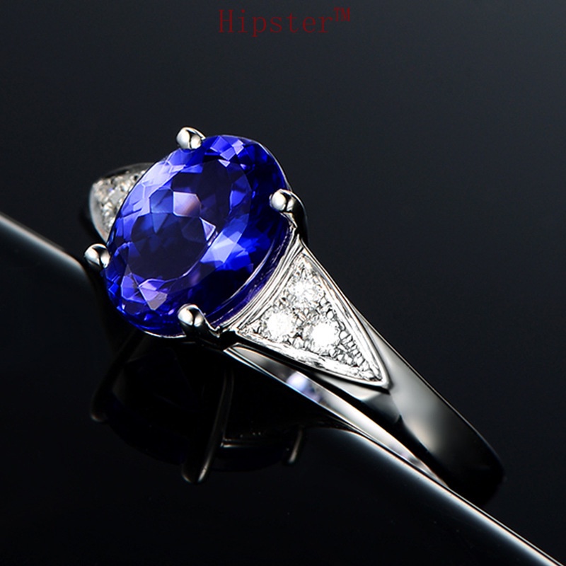 Classic Trendy Grace Luxury Inlaid Full Diamond Blue Crystal Adjustable Ring