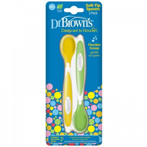 Dr. Brown's Soft-Tip Spoon Sendok Makan Silikon Bayi 2 Pack