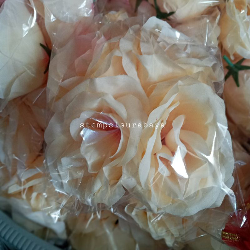 4 Kepala rose kepala mawar kepala bunga mawar kuntum bunga mawar pink kuntuman bunga artifisial-1