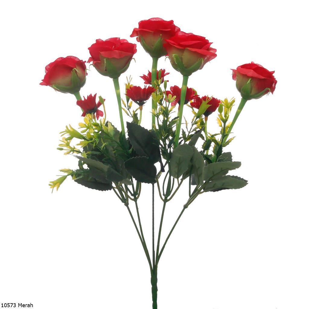 Bunga Plastik Mawar Artifisial 1057-Merah