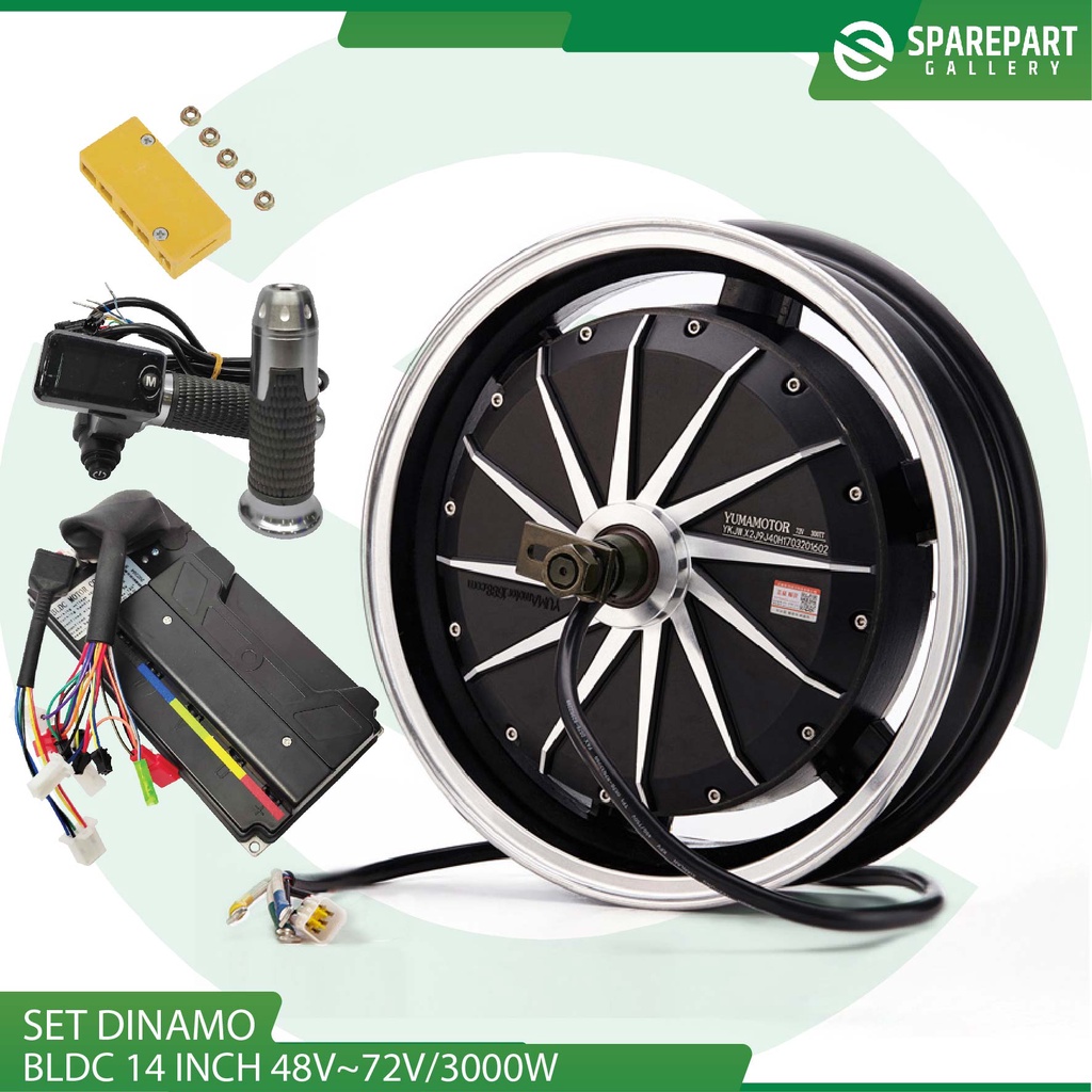 Paket Hub Dinamo BLDC Motor Listrik 48-72v 3000w ring 14&quot; (14inch)