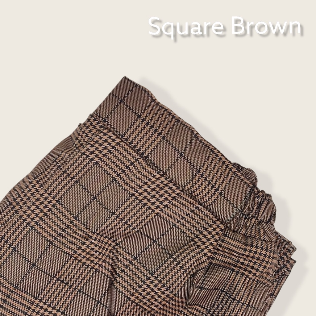 [CYC | COD] REALPICT | Bawahan Tartan Pants Square Mocca | Micro Wool Celana Kotak-kotak Baggy Wanita Trendy Murah