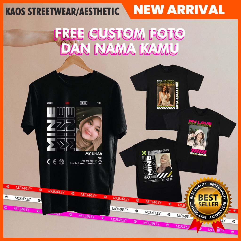 KAOS CUSTOM PHOTO STREETWEAR VIRAL / AESTHETIC COUPLE BUCIN PREMIUM MURAH / GRATIS DESIGN TEXT DAN FOTO SENDIRI BISA SATUAN