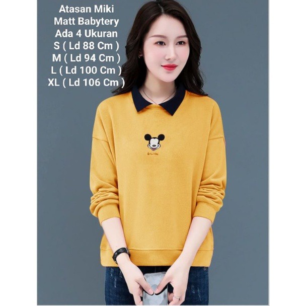 Atasan Pakaian Wanita Terbaru Import Blouse Miki Lengan Panjang Ukuran Jumbo Model kekinian Matt Babyterry Good Quality