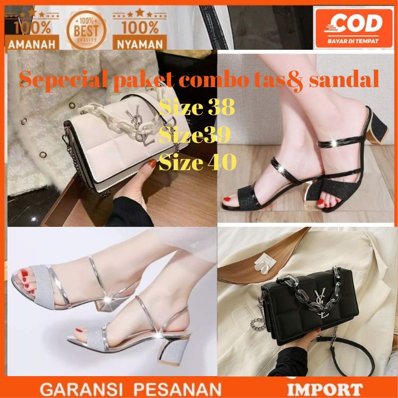 [[ free dus box ]] paket combo Tas &amp;sandal wedges wanita realpic