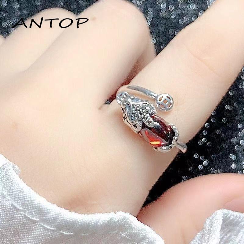 Cincin Model Terbuka Desain Fortune Gaya Retro Untuk Wanita