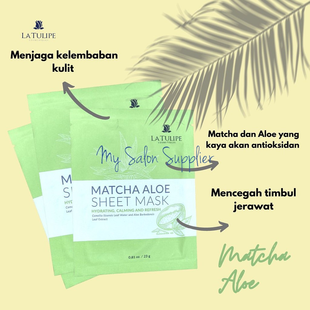 La Tulipe Matcha Aloe Sheet Mask / Masker Wajah