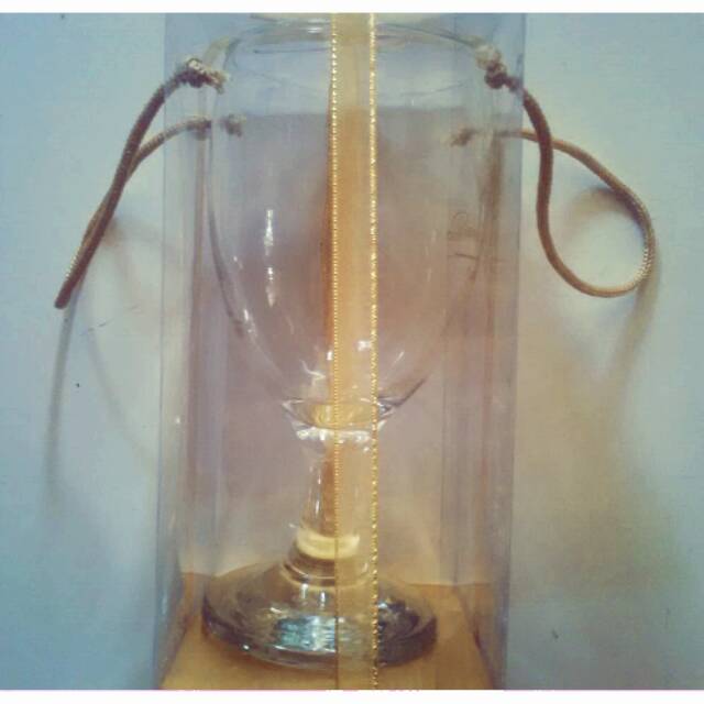 Souvenir pernikahan gelas wine besar + sablon + mika