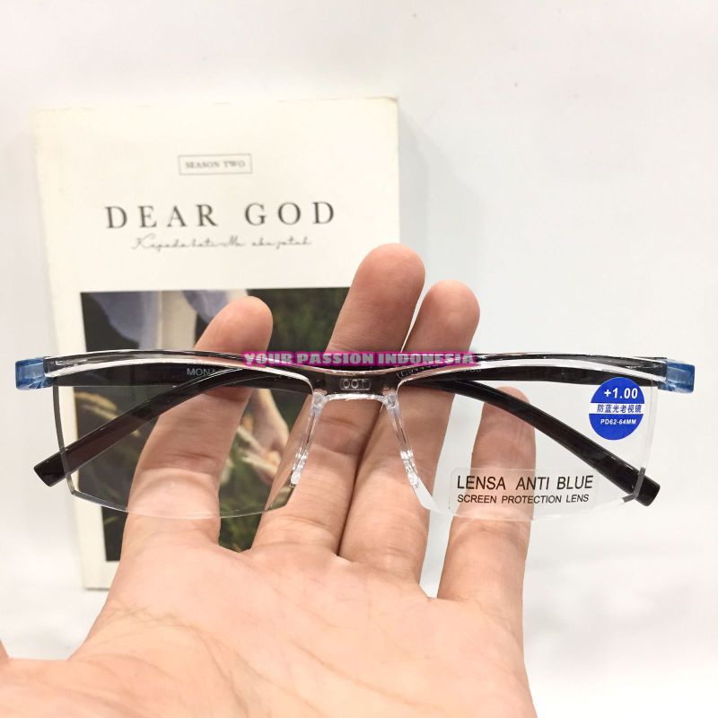 TC244 Kacamata Baca Antiradiasi Hp/Komputer +1.00 sd +3.00 Model Cowok Cewek Warna Random