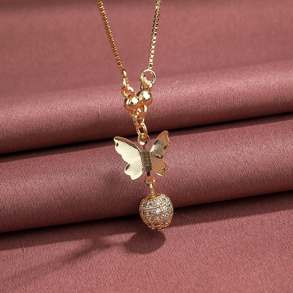 COD kalung kupukupu korea wanita anti karat mewah rose gold fashion aksesoris  titanium emas D093