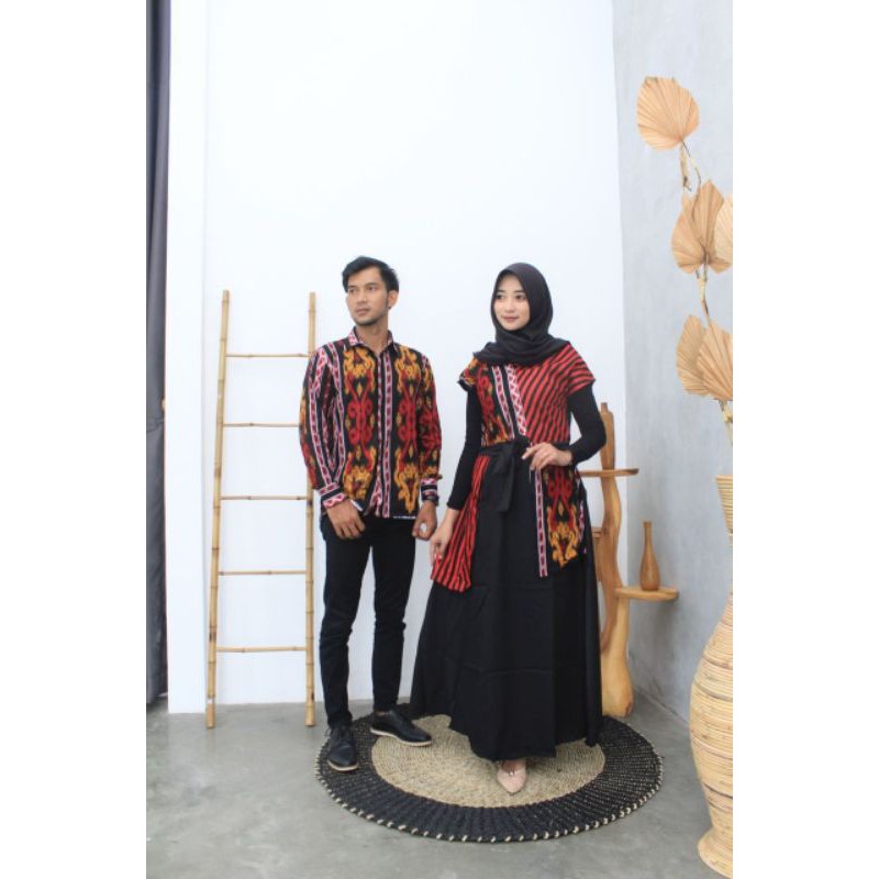 cod -- couple longdress batik motif tenun batik kampus/ gamis batik/ longdress batik/ kemeja batik