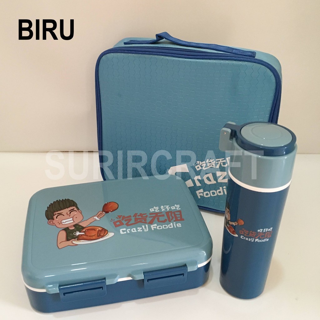 KOTAK MAKAN LUNCHBOX YOOYEE GRID SET 615/616 (Box+Bottle+Bag)