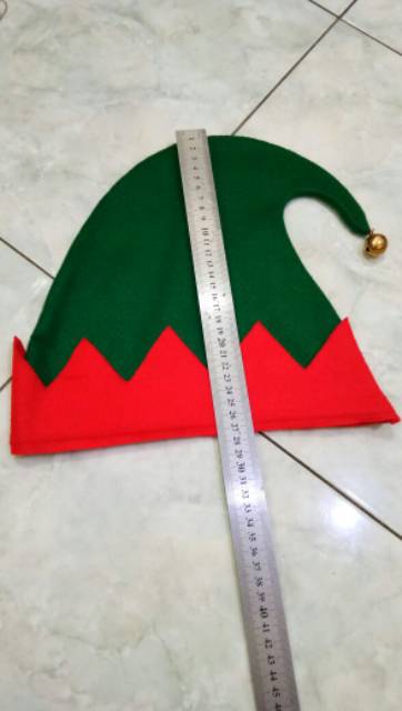 Topi flanel kurcaci elf hat Christmas hat