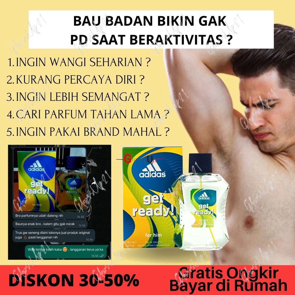 PARFUM PRIA TAHAN LAMA ADIDAS MAN GET READY PARFUM 100ML ORIGINAL 100% IMPORT