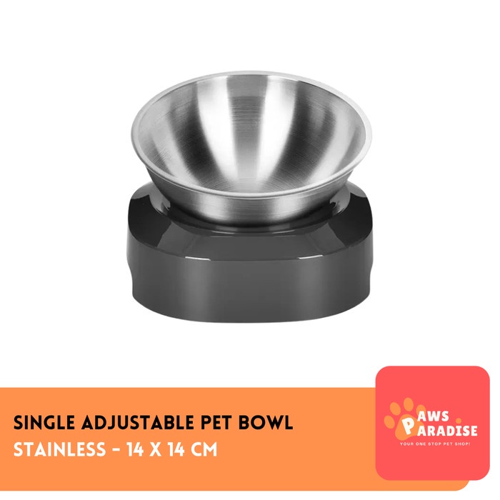 Single Adjustable Stainless Pet Bowl / Mangkok Makan Anjing Kucing