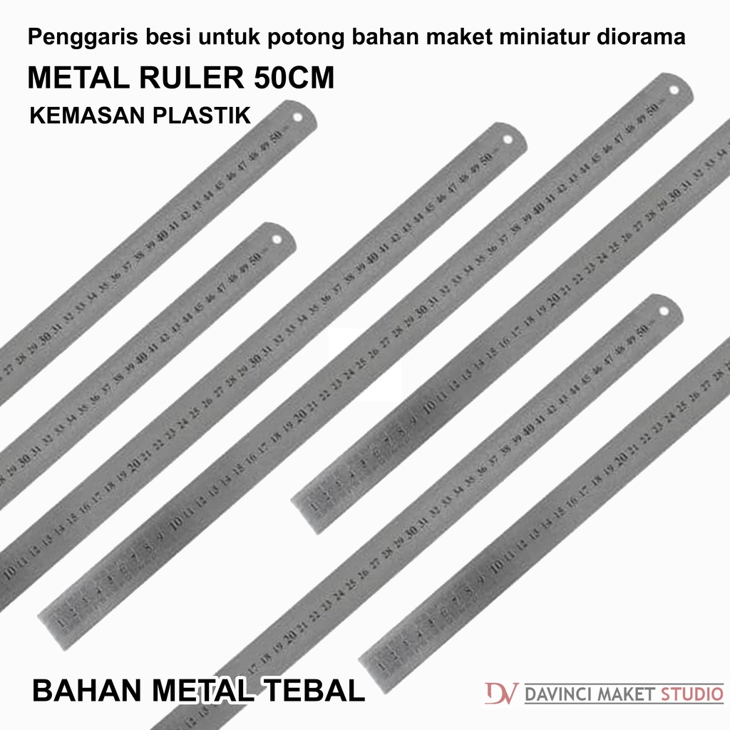 

Penggaris Besi 50cm Logam Alat Bantu Potong Maket Diorama - Iron Metal Ruler
