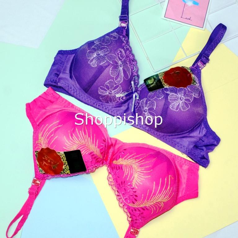 BRA  BH  wanita tanpa kawat busa tipis QIOMENGYI BORDIR PUSH UP