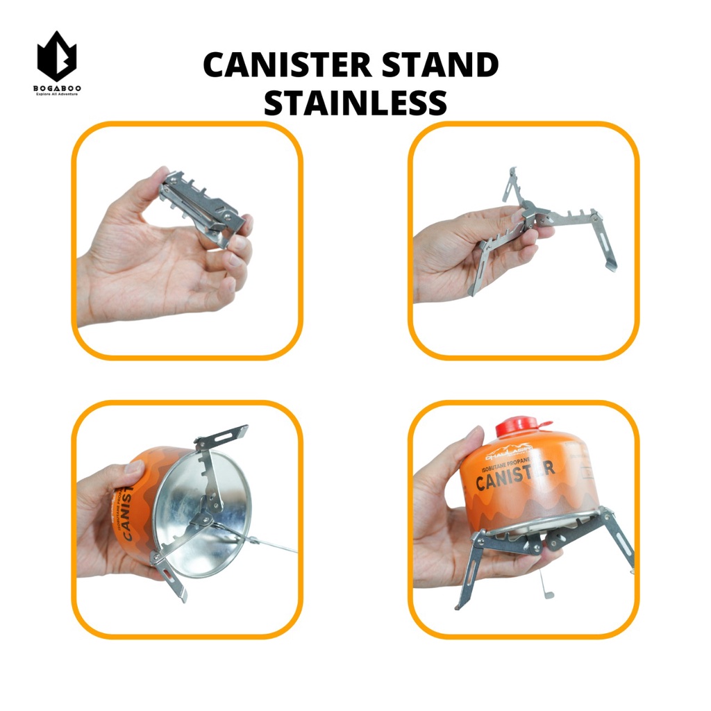 Dudukan Tabung Canister Dhaulagiri - Canister Stand Dhaulagiri Stainlless Steel Bracket Tripod