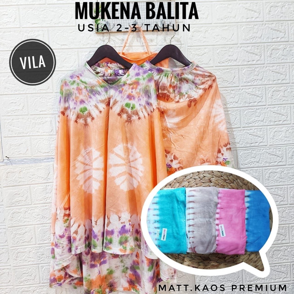 MUKENA ANAK PEREMPUAN 2 - 10 TAHUN TIE DYE COTTON KAOS KEKINIAN MUKENA BALITA LUCU HANDMADE