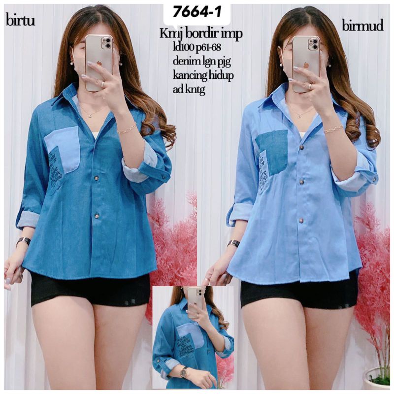 kemeja denim import 7664-1