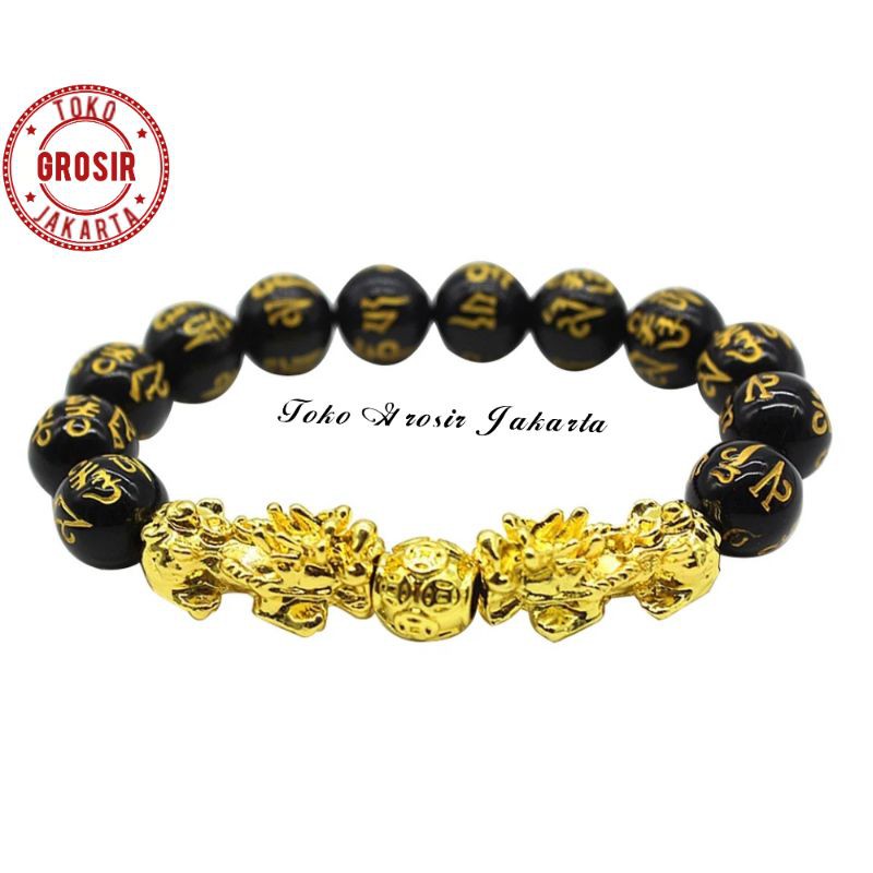 Gelang 2 Pixiu Naga Jumbo Batu Mantra Budha