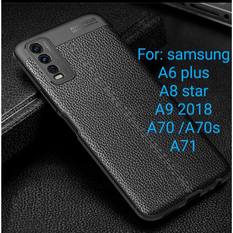 Samsung A6 plus A8 star A9 A70 A70s A71 Silicon Autofocus Leather Softcase Casing Cover TPU