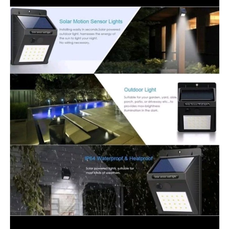 lampu LED solar taman/outdoor 100 LED dan 20 LED Anti air