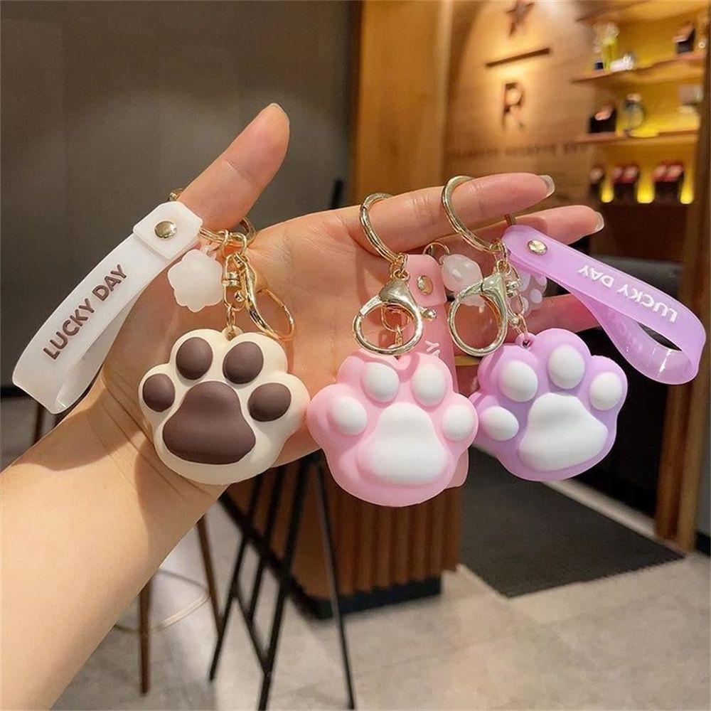 Needway   Gantungan Kunci Kaki Kucing Aksesoris Mobil Fashion Kemasan Dekorasi Aksesoris Interior Ransel Liontin Handbag Decor