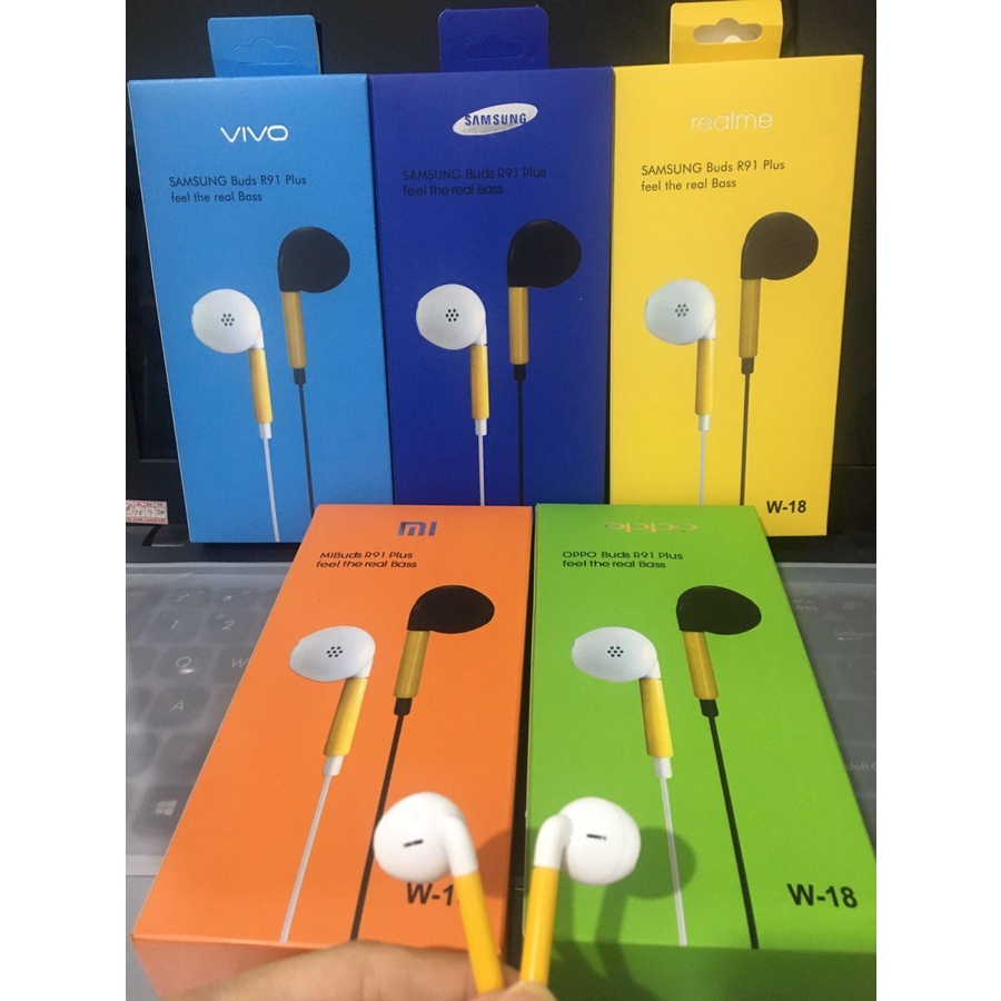 Headset oppo buds W-18 headset R91 Real Bass handsfree /earphone