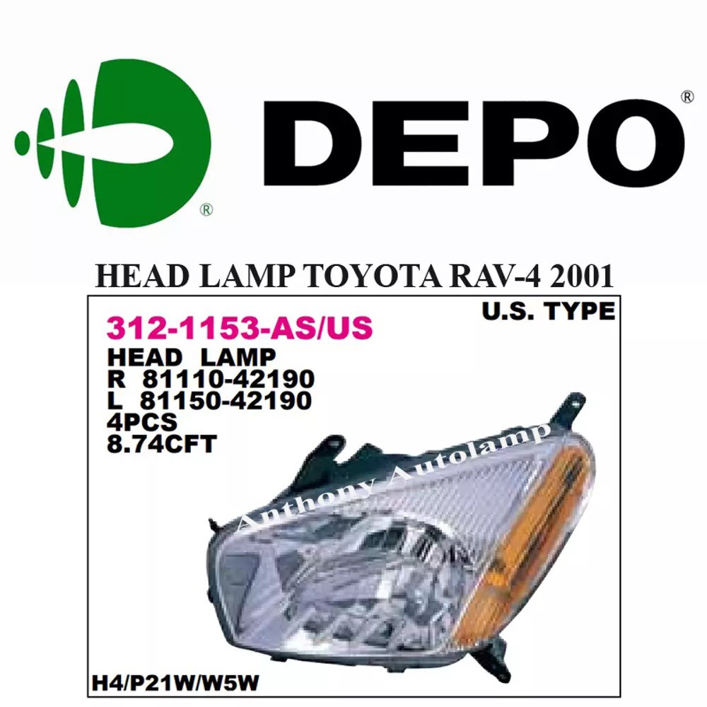 HEAD LAMP TOYOTA RAV-4 2001 LH