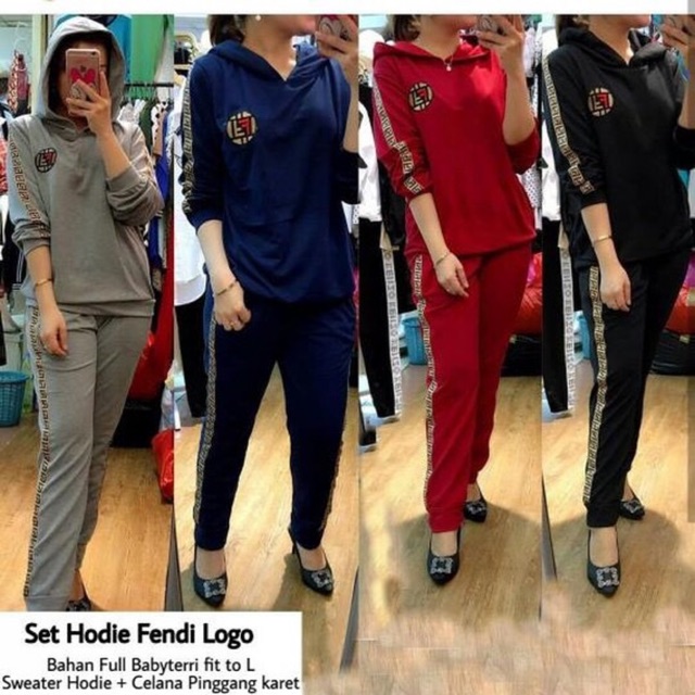 JCM- Set Hodie FendFF LOGO / Stelan jogger Hodie Wanita Terbaru