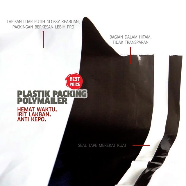 17x30 20x30 25x42 28x42 Polymailer amplop polymailer plastik packing putih