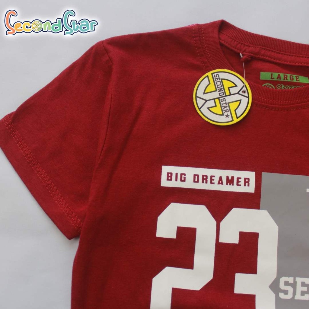 Secondstar baju anak laki laki Kaos oblong 1 - 12 tahun warna maroon