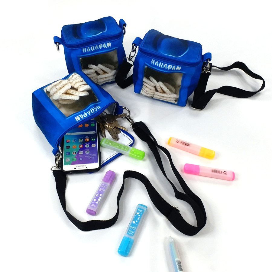 Tas Bahu Mini Selempang Kecil Kaleng Kerupuk Harapan Biru Imut Viral hadiah kado unik sunmori murah 