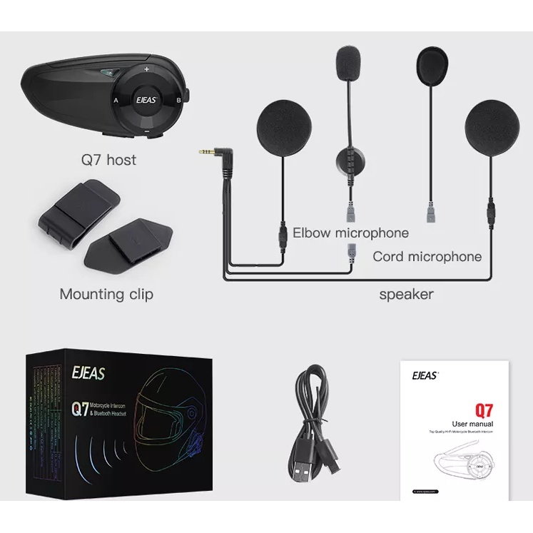 EJEAS Q7 Bluetooth 5.0 FM Radio Intercom 7 helm upgrade dr V6 Pro-3