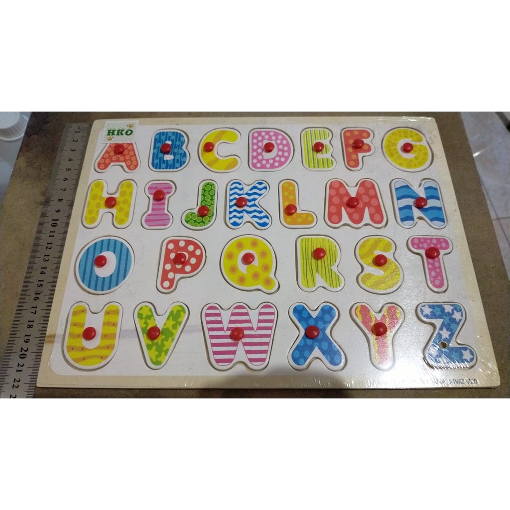 Puzzle Kayu Mainan Puzzle Alfabet Angka Abjad Mainan Edukasi
