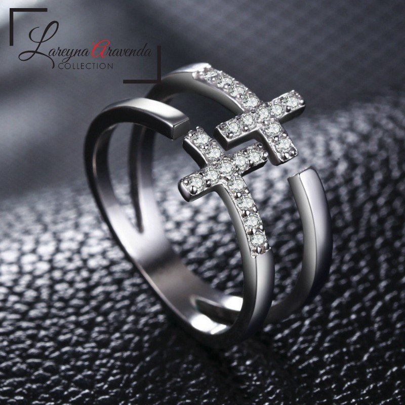 Cincin Titanium Ring Model Kristal Crystal Mewah Anti Karat Non Alergi CC016