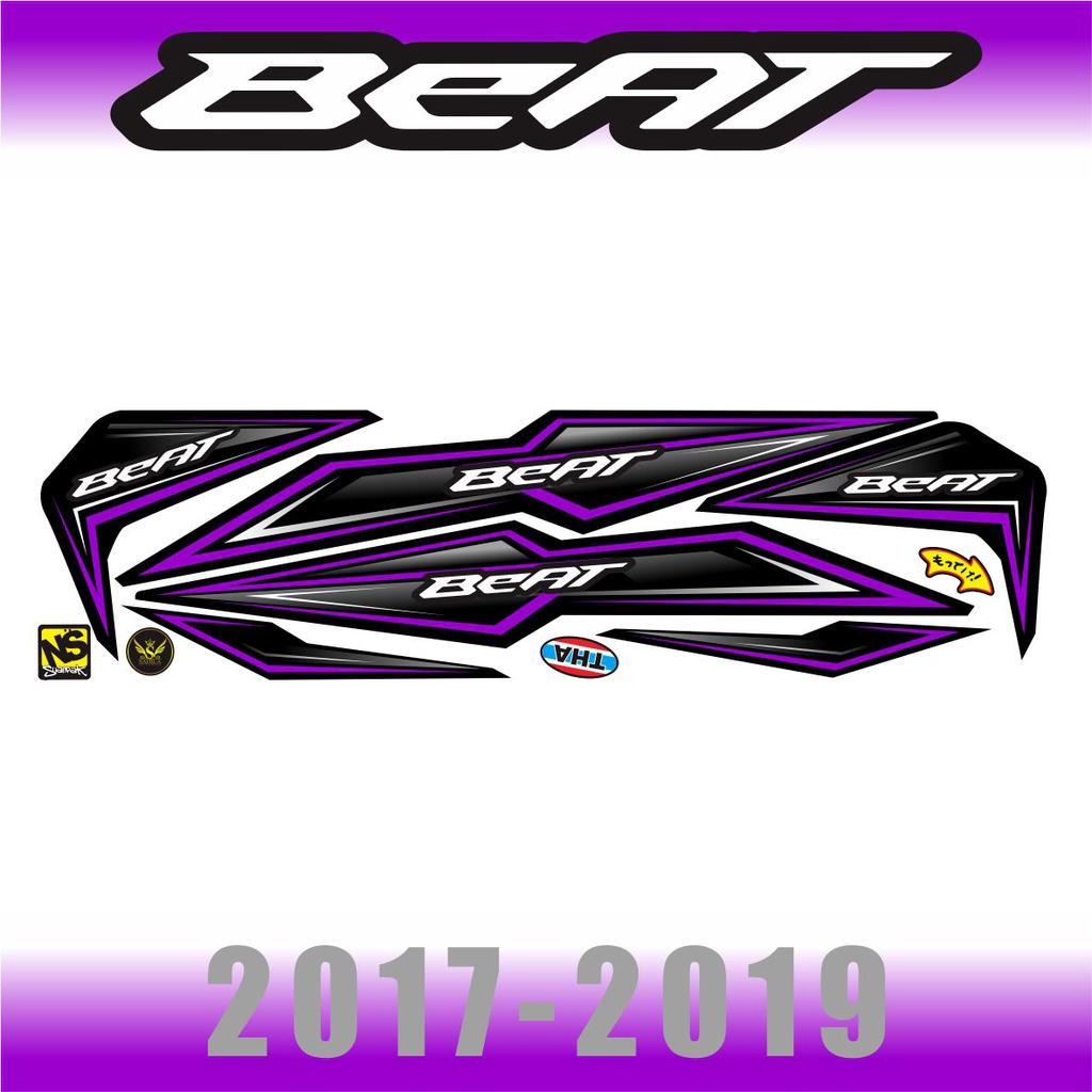 STRIPING MOTOR VARIASI BEAT NEW STREET/ESP 006 /STRIPING COD HITAM LIS UNGU