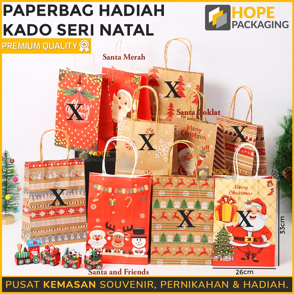 

Paper Bag Kertas Natal (Seri 1) / Paper Bag Hampers Hadiah Natal / Tas Jinjing Merry Christmas / Tas Hadiah / Paper Bag Natal / Tas Kado