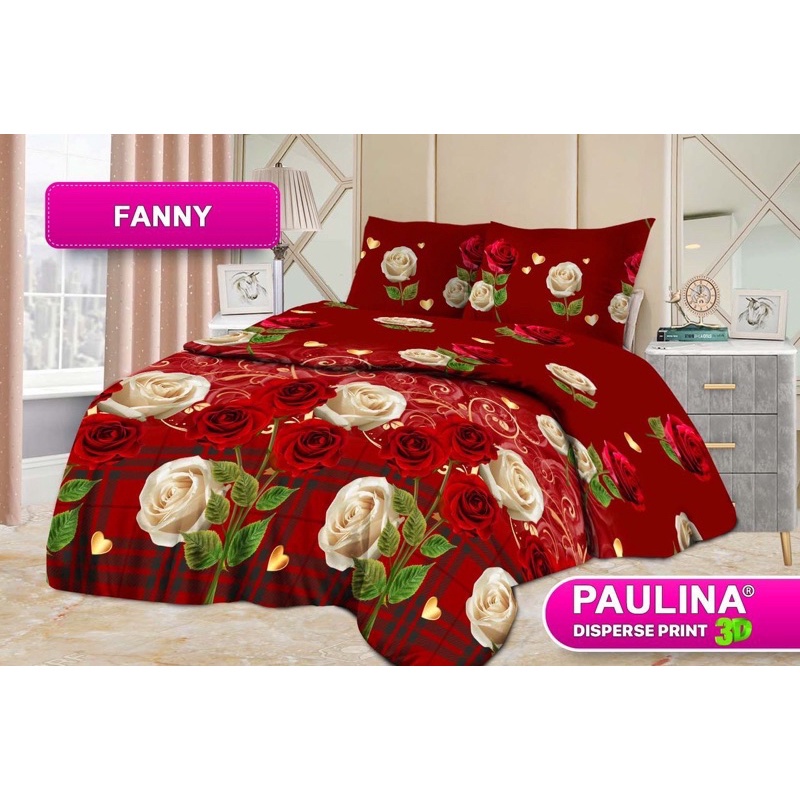 Full Set Bedcover + Sprei Paulina By Bonita 3D Rumbai Rempel King 180x200 Motif Fanny Bunga Mawar Cr